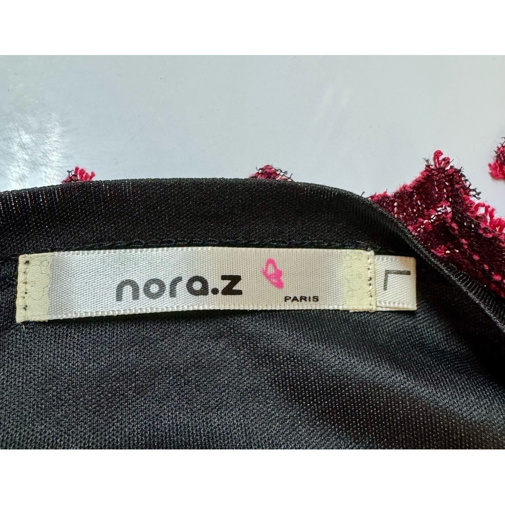 Women's Nora.z Paris Boutique Red & Black Maxi Dress Size Large Sheer Hem Prom - Picture 7 of 11